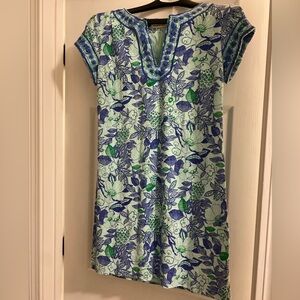 Vineyard Vines Cordia Floral Embroidered Tunic Dress Wintermint Size 0 Linen